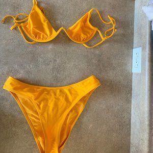 Sexy yellow high waisted bikini